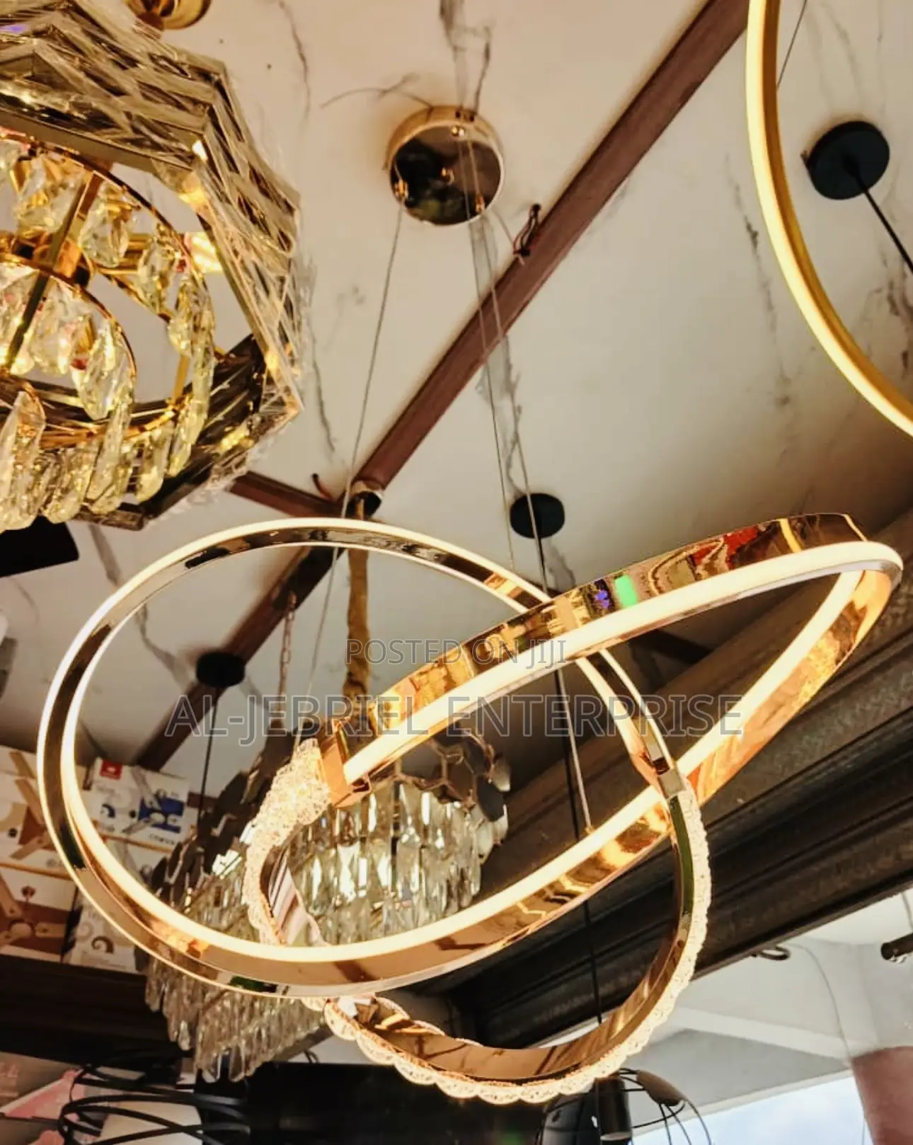 Double Gold Rings Chandelier