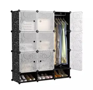 9 Cubes Plastic Wardrobe - Black