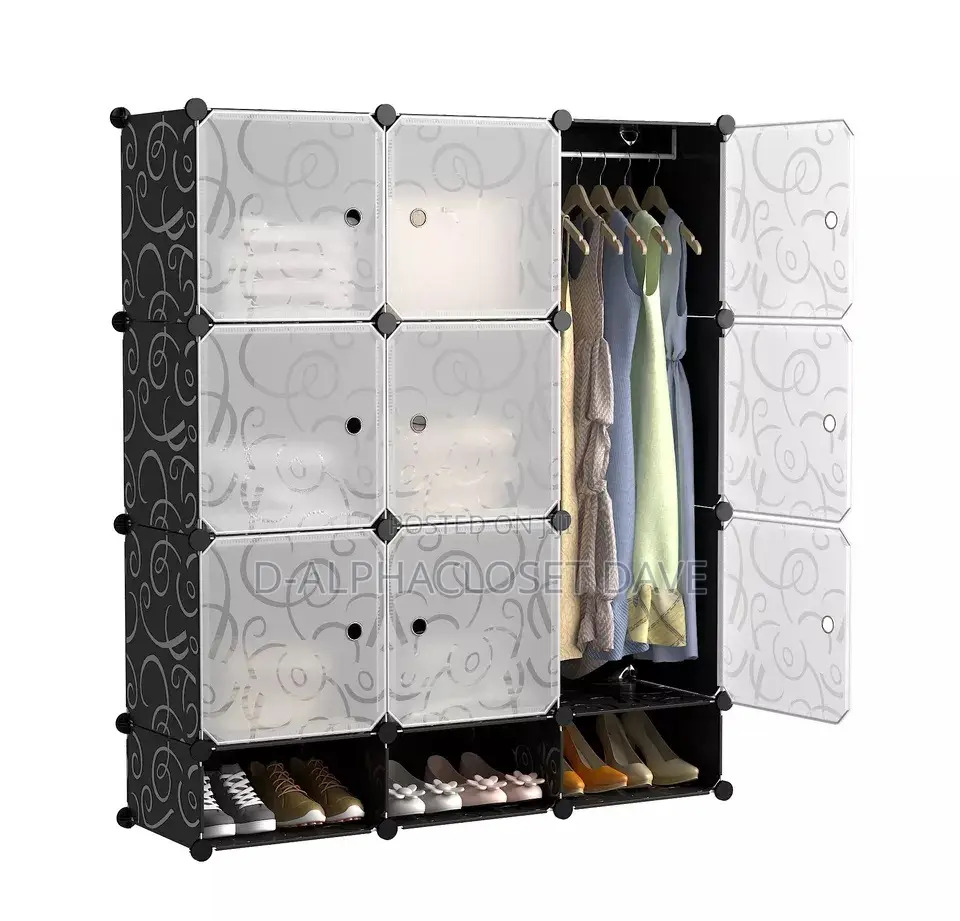 9 Cubes Plastic Wardrobe - Black