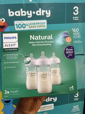Philips Avent Natural Glass Baby Bottles 240ml(8oz, 3-Pack