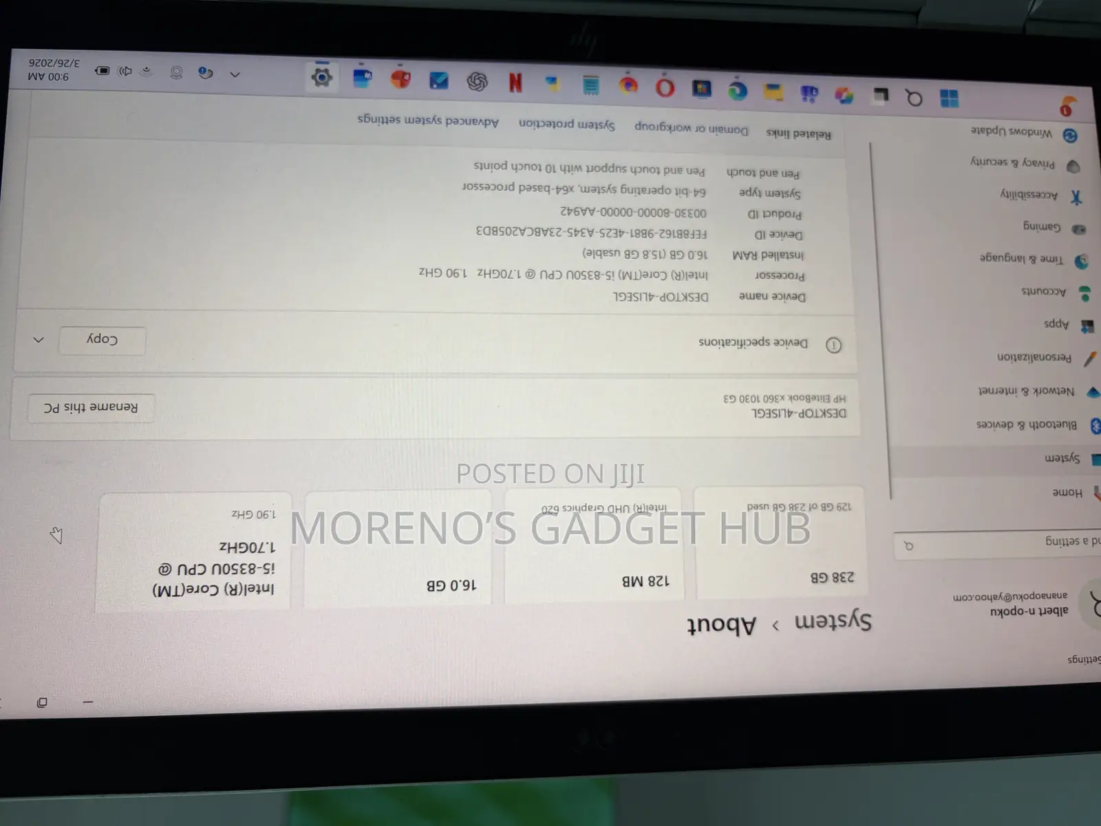 Laptop HP EliteBook X360 1030 G3 16GB Intel Core i5 HDD+SSD 250GB