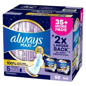 Always Maxi Nighttime Sanitary Pads With Wings Size 5 / 66 Units