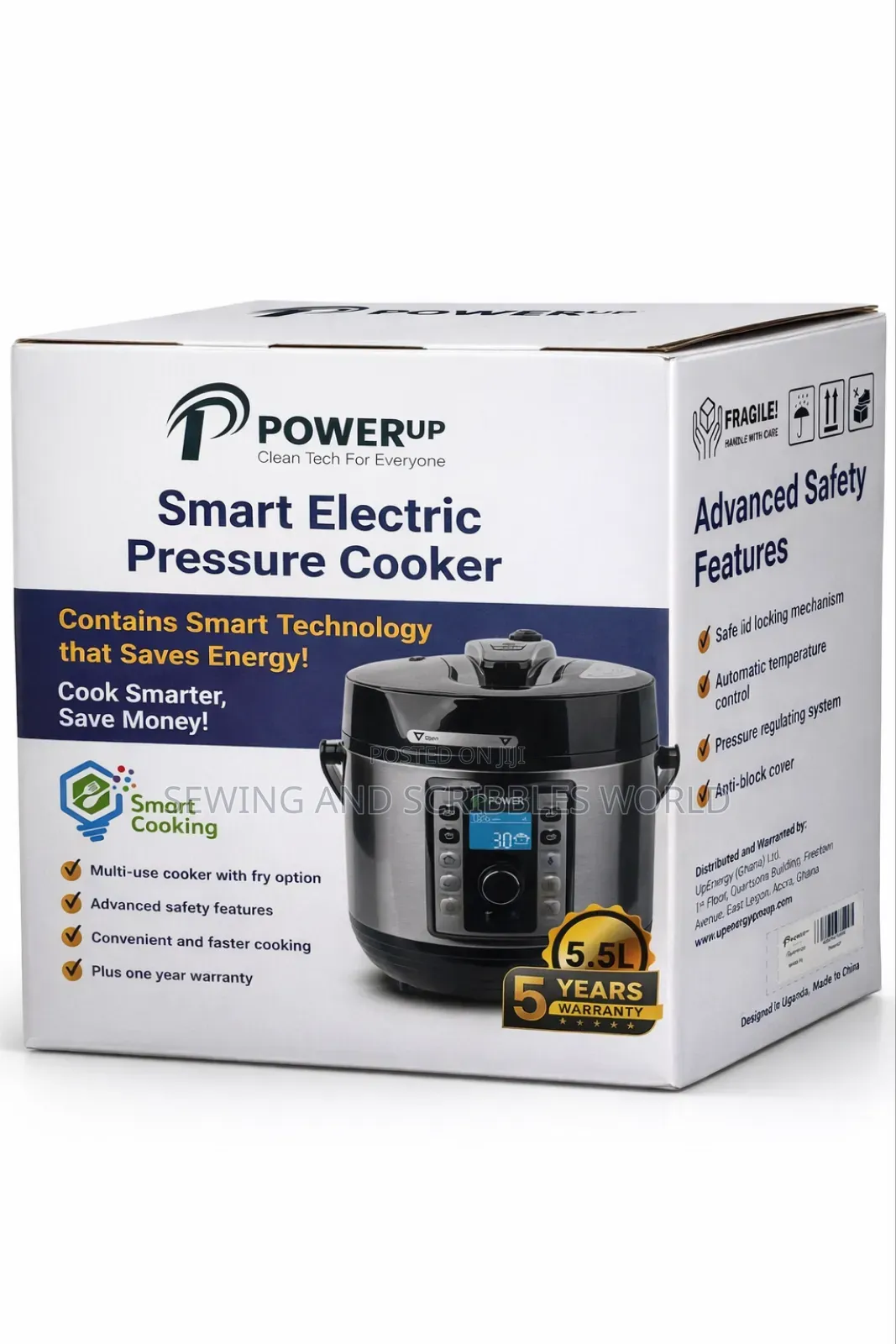 Up Energy 5.5 Smart Electric Pressure Cooker With 5 Years Warranty!