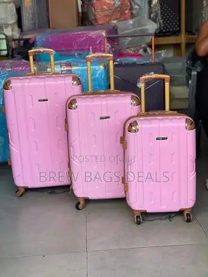 Quality Rose Gold Ak 3set Fiber Anticrack Traveling Bag.