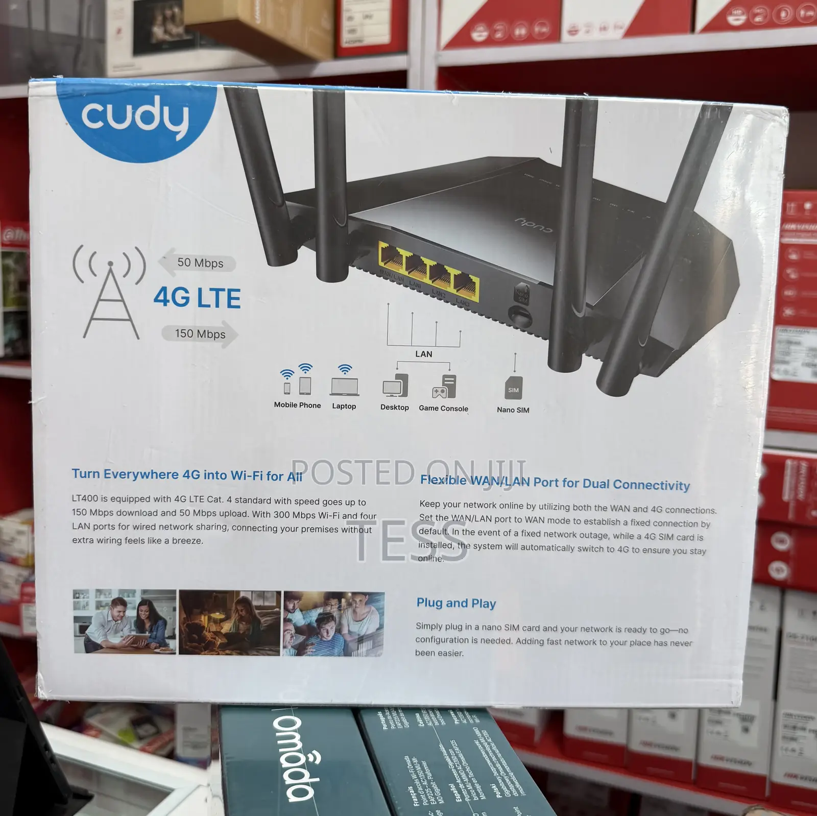 Cudy Universal Wifi 4g Lte Cat4 Router 5dbi High Gain Antennas Lt400