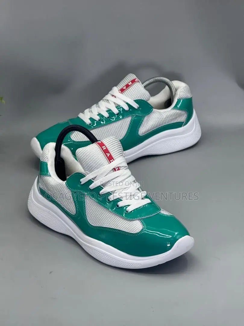 Green/White Prada America’S Cup Sneaker
