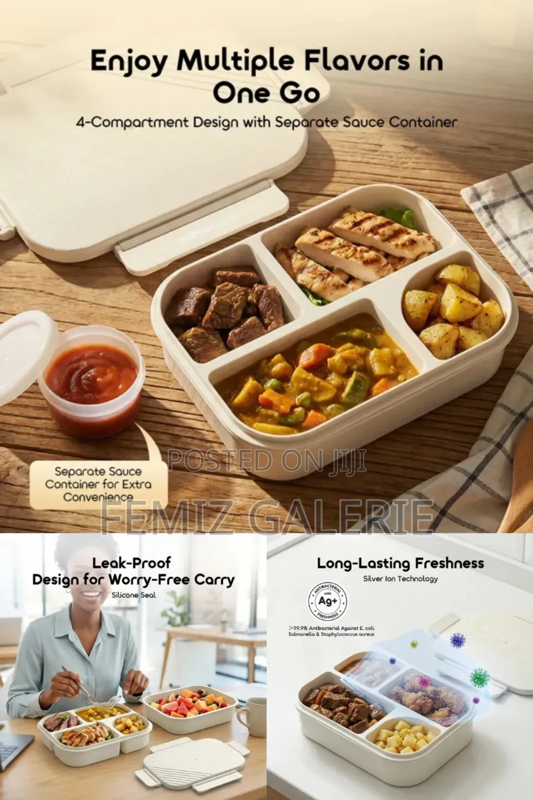 Oraimo Freshbento Antibacterial Pp Double Layer Lunchbox