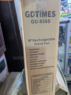 16 Inches Gd Time Solar Rechargeable Fan
