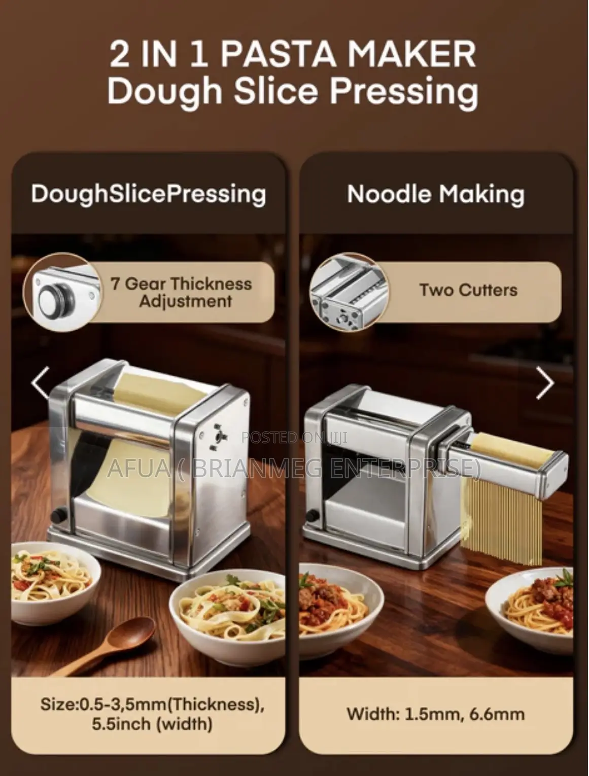 3in1 Electric Pasta Maker Machine, Adjustable