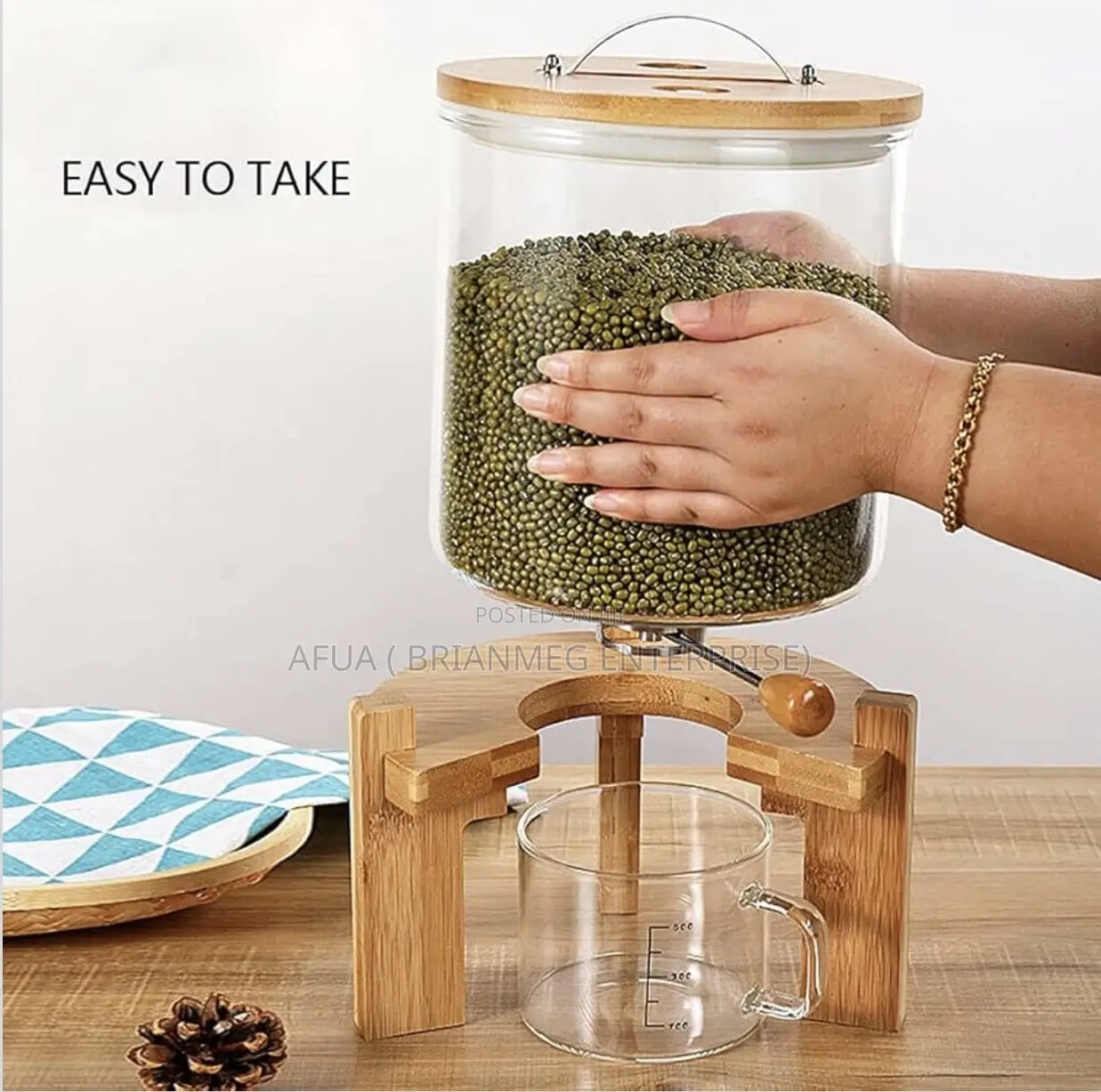 5lts/ 10lts Countertop Dry Food Glass Dispenser (Borocillicate)
