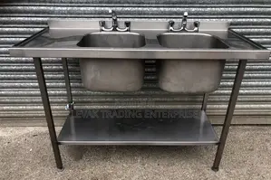 Sink Stainless Steel Double Bowl 135cm- Double Restaurant Sink