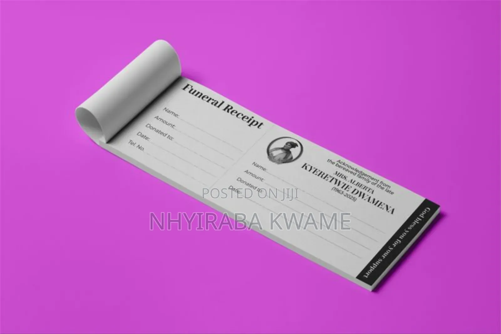 Funeral Posters/Brochure/Receipts