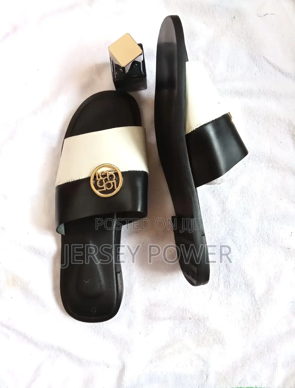 Leather Slippers Black and White