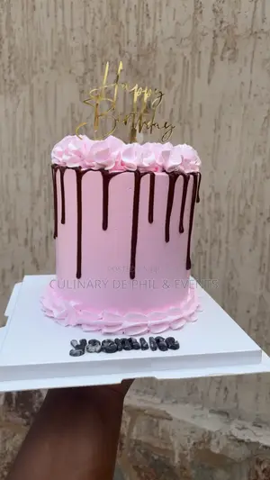 Pink Cake With Chocolate Drip