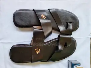 Leather Slippers (Black) for Men