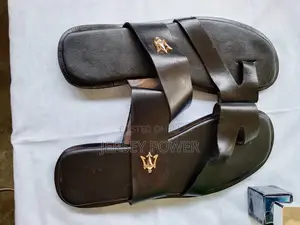 Leather Slippers (Black) for Men