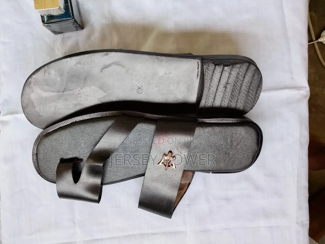 Leather Slippers (Black) for Men