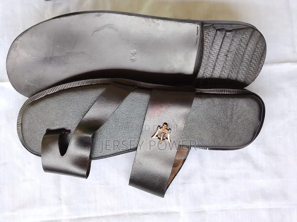 Leather Slippers (Black) for Men