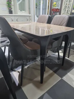 Luxury Dining Set Featuring Table With Glossy Patterned Top