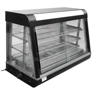 3pcs Curved Glass Food Warmer Display Showcase