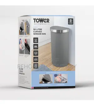 Tower Curved Sensor Bin With Bin Liner Retainer Ring, Durable Pp Body