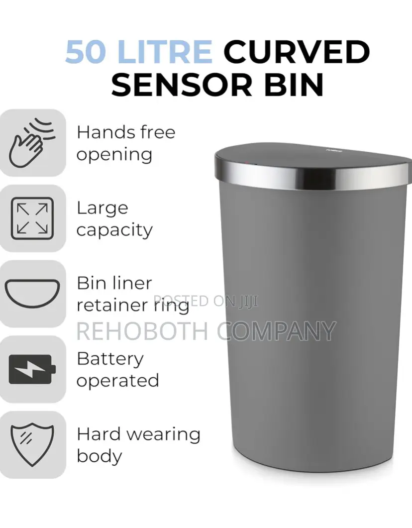 Tower Curved Sensor Bin With Bin Liner Retainer Ring, Durable Pp Body
