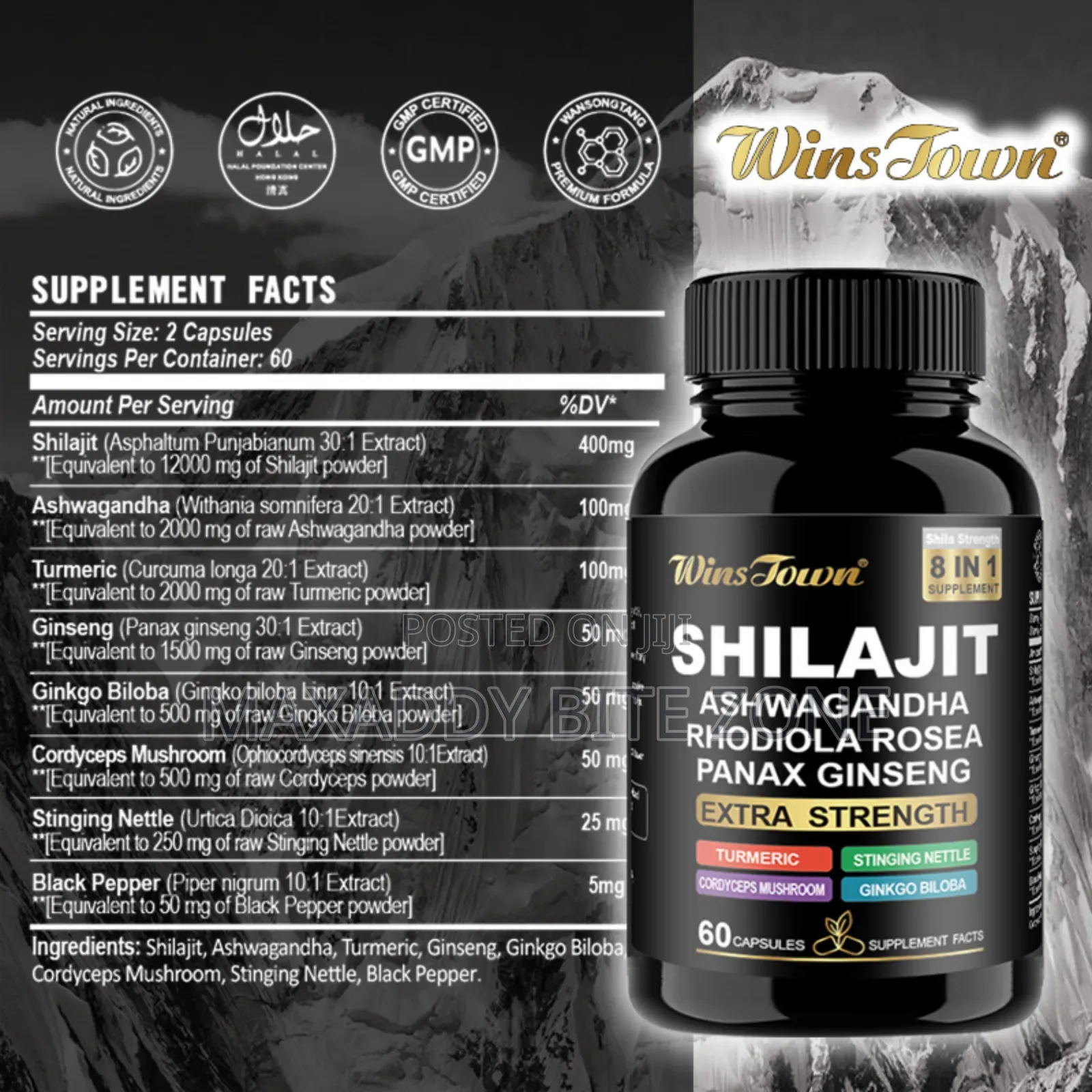 Shilajit Ashwagadhaka Rhodiola Rosea Panax Ginseng 60 Cap.