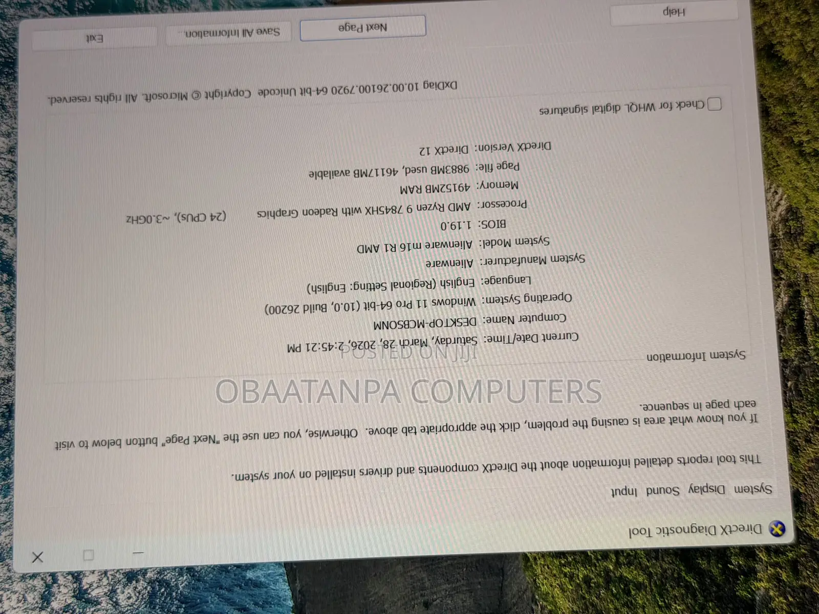 New Laptop Dell Allienware M18 R1 48GB Intel Core i7 SSD 1T