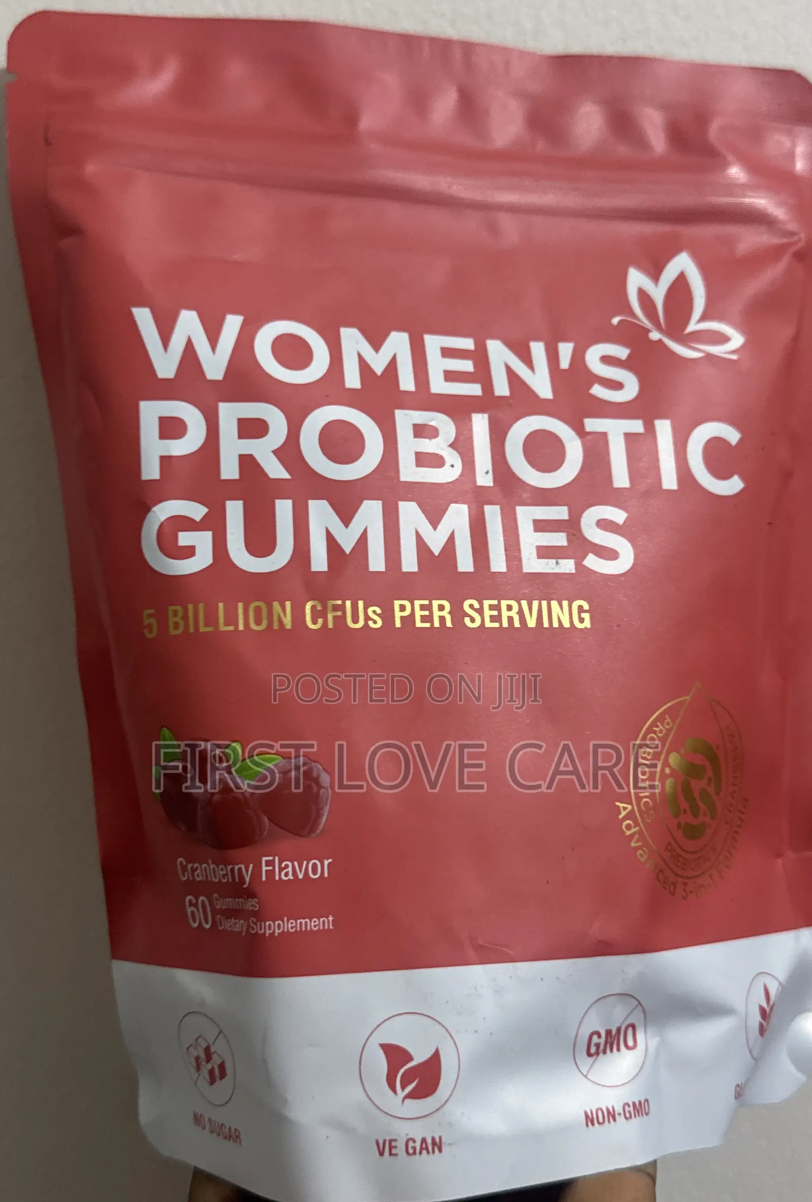 Women’S Probiotic Gummies 5 Billion Cfus Per Serving Cranberry Flavor