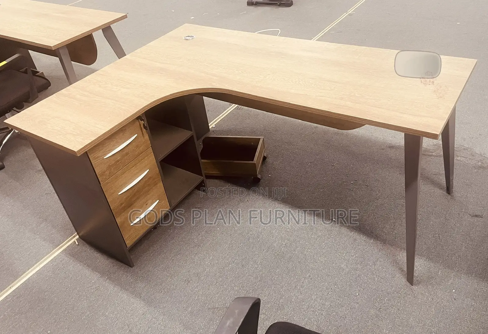 Wooden L - Shaped Office Desk