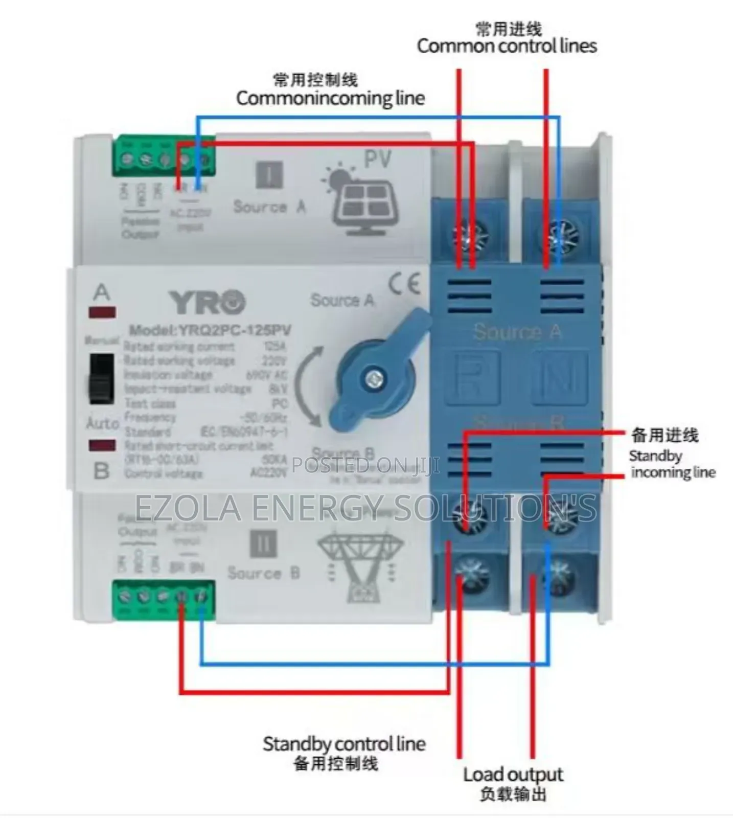 Automatic Change Over / Transfer Switch, 2-Pole 63a