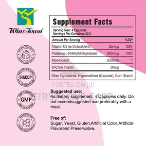 Wins Town Myo Inositol D-Chiro Inositol With MTHF Folate + Vit D3