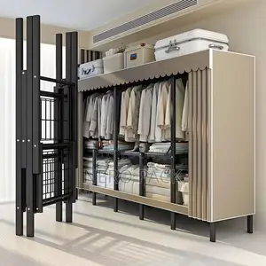 Steel Large Capacity Folding Cloth Closet, Convenient Metal Wardrobe