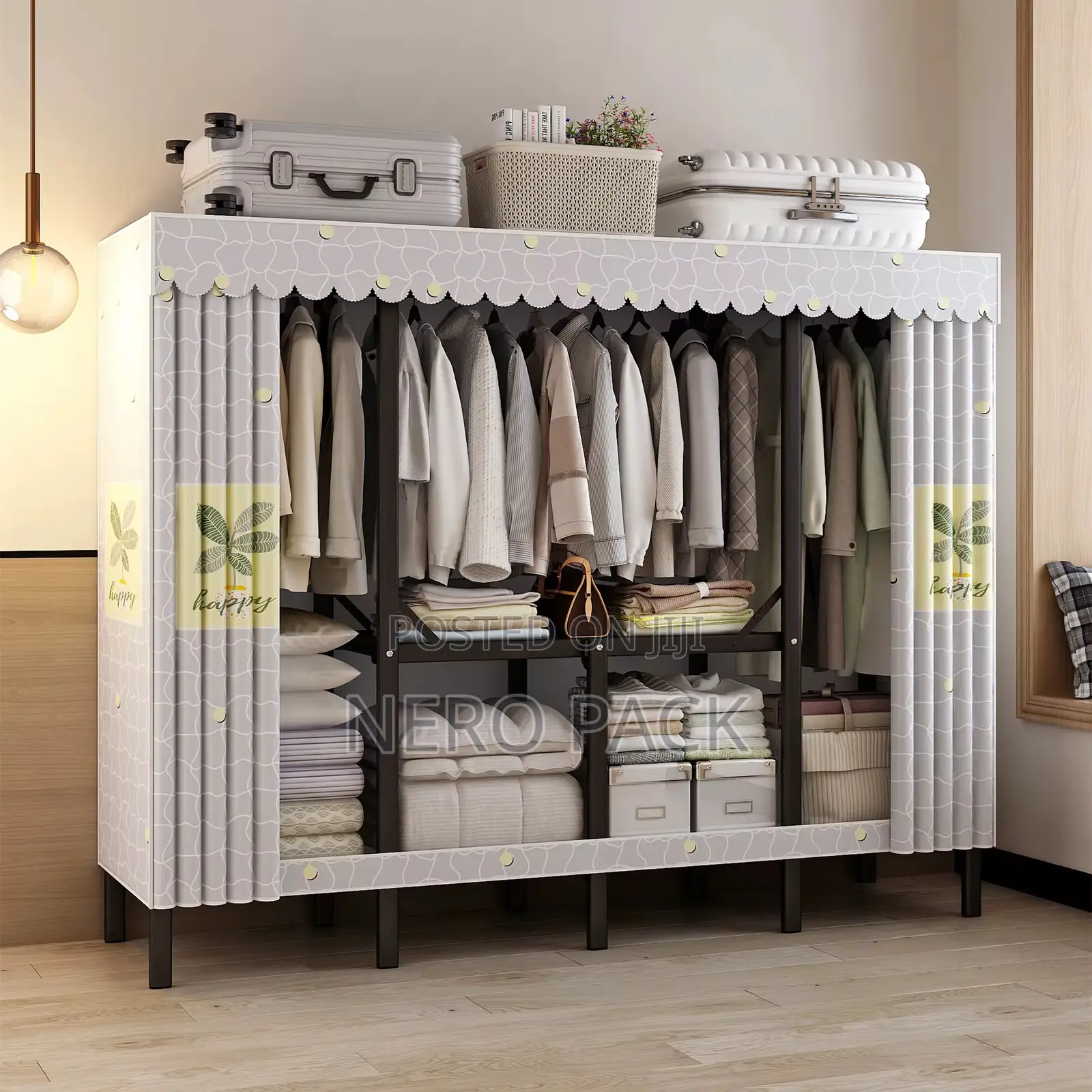 Steel Large Capacity Folding Cloth Closet, Convenient Metal Wardrobe