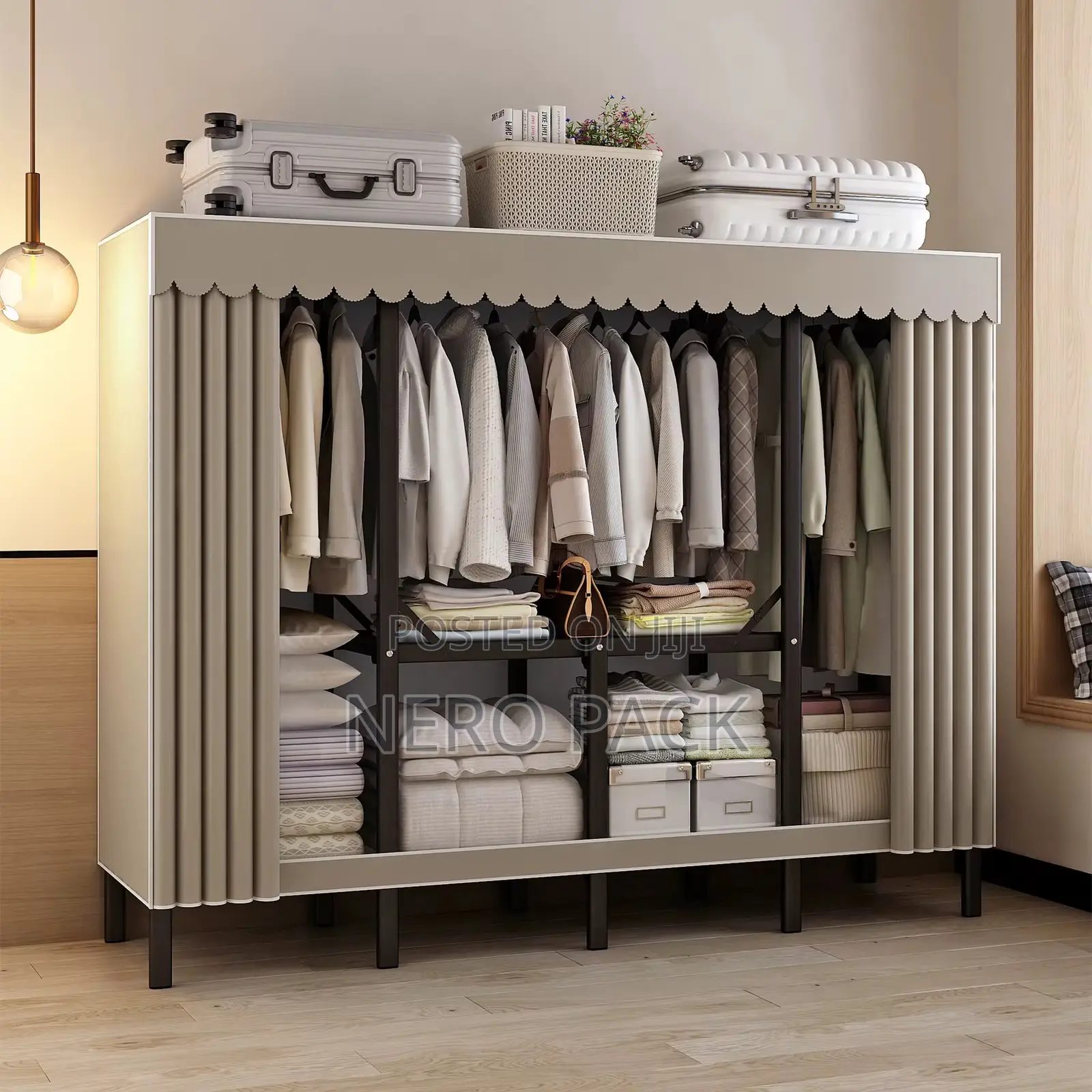 Steel Large Capacity Folding Cloth Closet, Convenient Metal Wardrobe