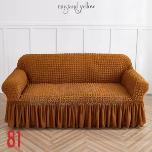 Mustard Yellow Bubbles Skirt Sofa Covers (Set)