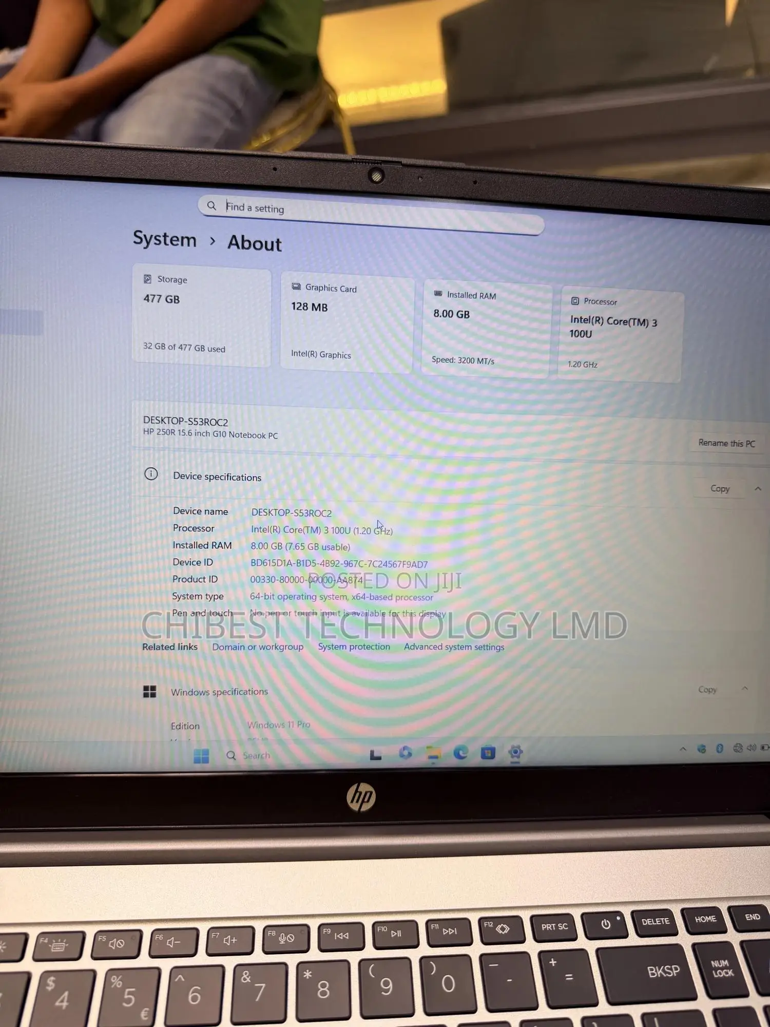 Laptop HP 250 G10 8GB Intel Core i3 SSD 512GB