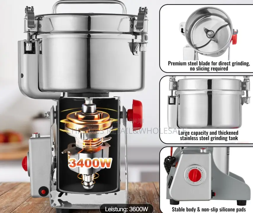 2500g Electric Grain Mill Grinder For Dry Grains Spice, Grains,Cereall