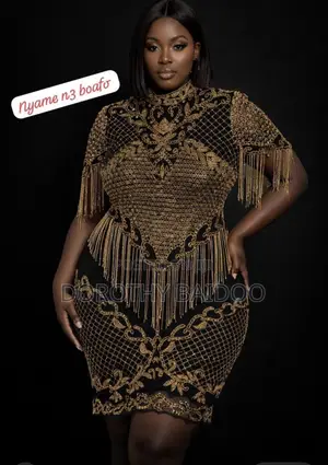 Black Gold Beaded Dress Large Size to 3xl