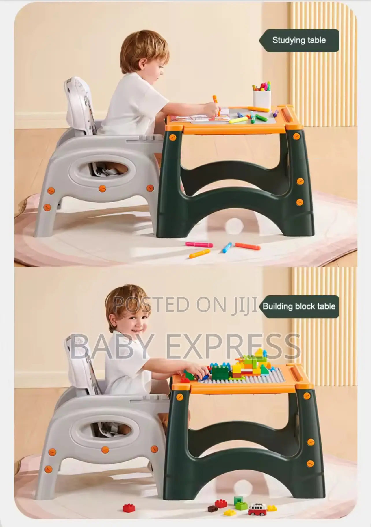 3-in-1 Baby High Chair – Feeding, Study Play Station