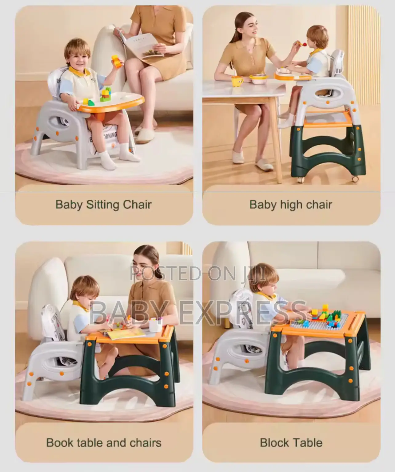 3-in-1 Baby High Chair – Feeding, Study Play Station