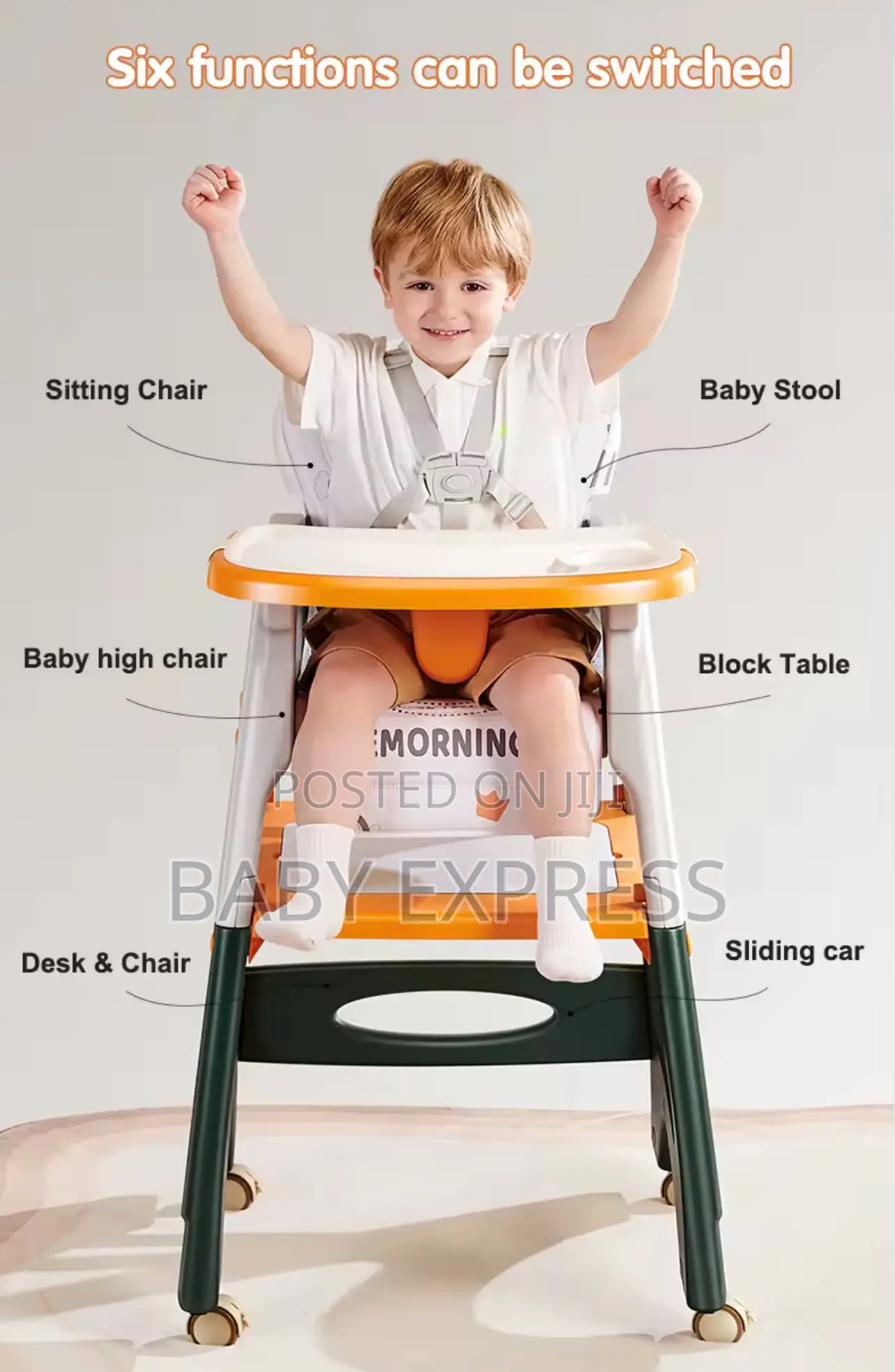 3-in-1 Baby High Chair – Feeding, Study Play Station