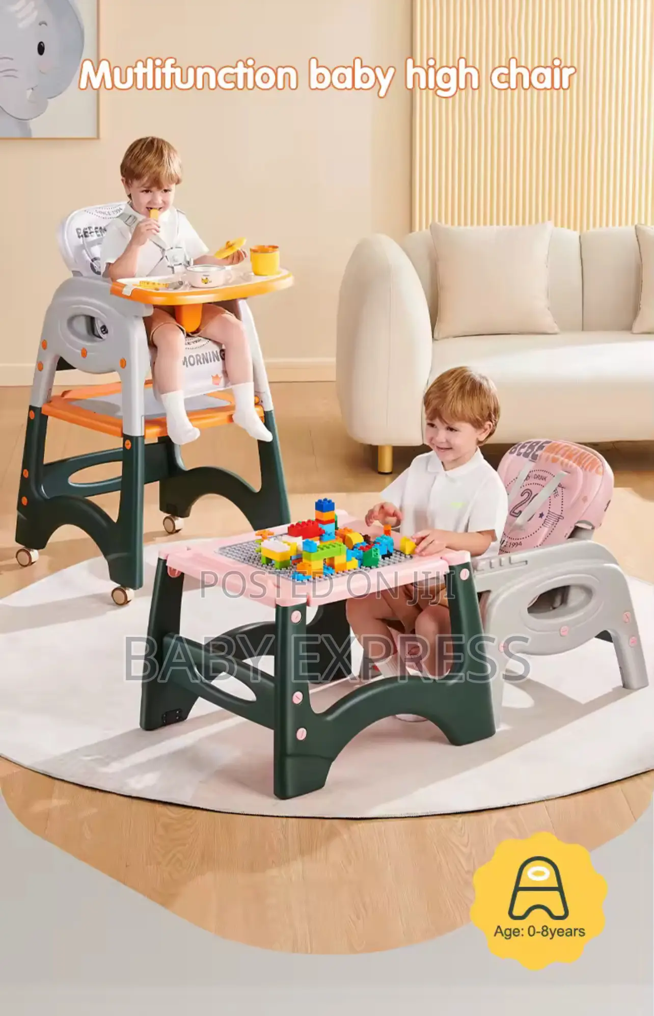 3-in-1 Baby High Chair – Feeding, Study Play Station