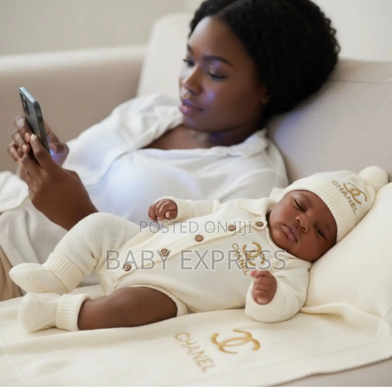 Luxury Knitted Baby Romper, Hat, Booties Blanket Set. New Fadama.