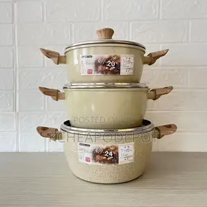 Premium Nonstick Granite Cooking Pot Set – Durable Stylish (3 Sizes)