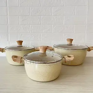 Premium Nonstick Granite Cooking Pot Set – Durable Stylish (3 Sizes)