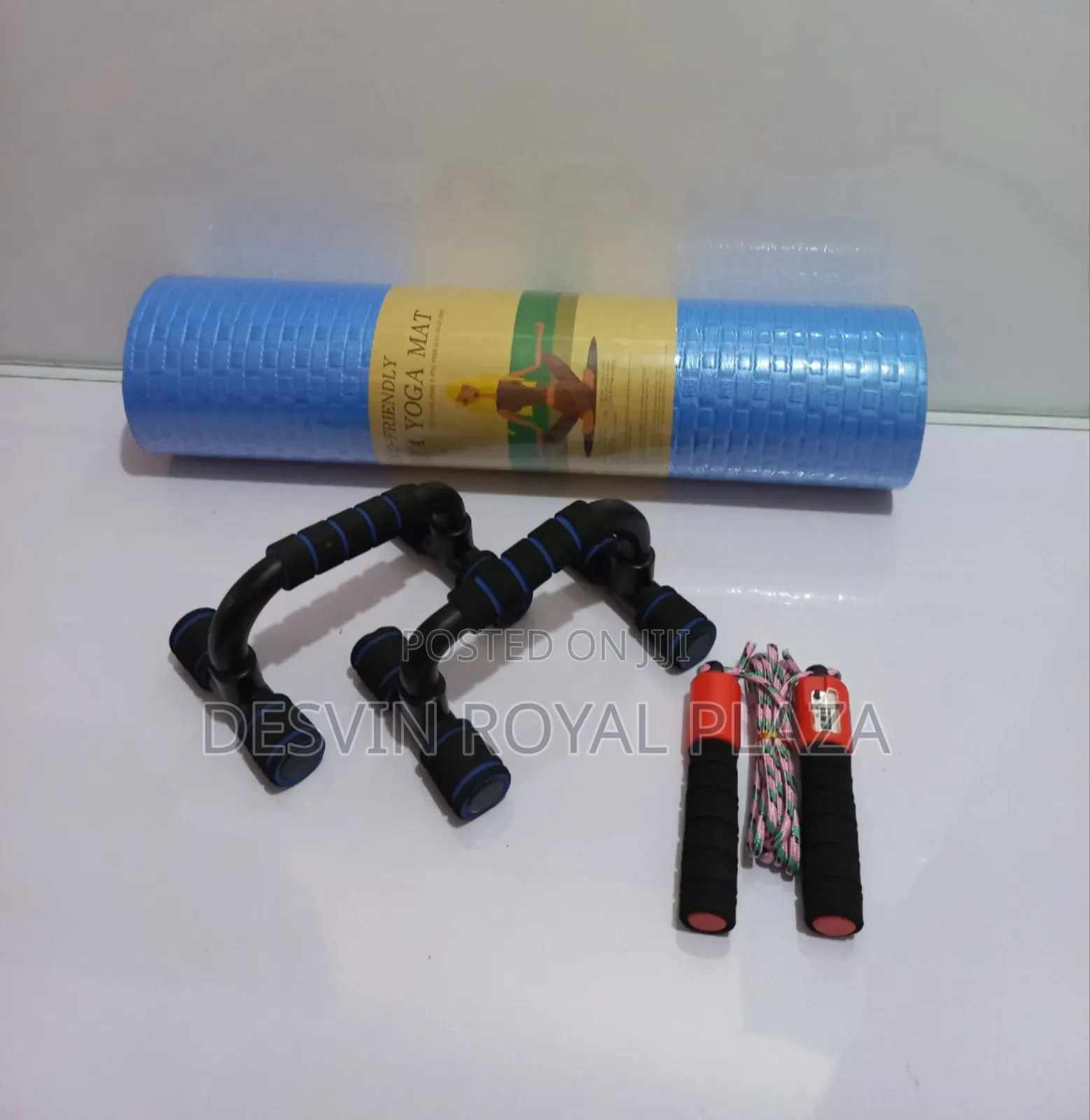Yoga Mat + Push Up Bar + Skipping Rope