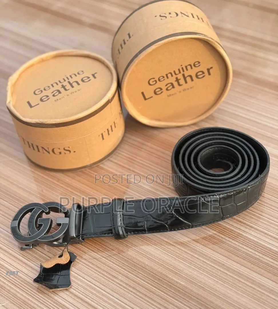 Black Leather Gucci Belt for Men