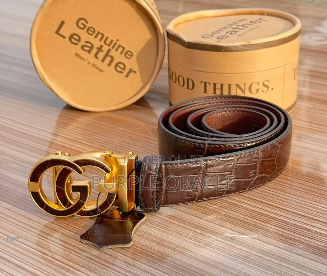 Black Leather Gucci Belt for Men