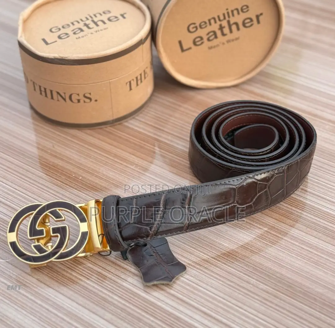 Black Leather Gucci Belt for Men